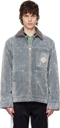 Casablanca Gray Peach Texture Denim Jacket
