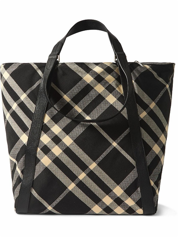 Photo: Burberry - Large Leather-Trimmed Checked Jacquard Tote Bag