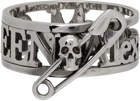 Alexander McQueen Silver Skull Safety Pin Ring