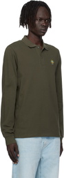 Bally Khaki Long Sleeve Crest Logo Polo