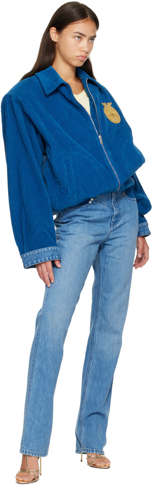 Stella McCartney Blue Corduroy Panel Denim Jacket