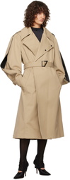 Mugler Beige Belted Trench Coat