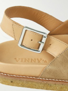 VINNY's - Leather-Trimmed Suede Mules - Neutrals