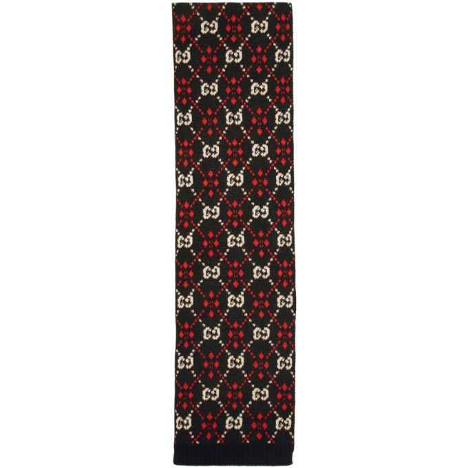 Photo: Gucci Black and Ivory GG Diamond Scarf