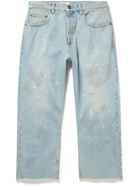 ERL - Cropped Straight-Leg Distressed Jeans - Blue