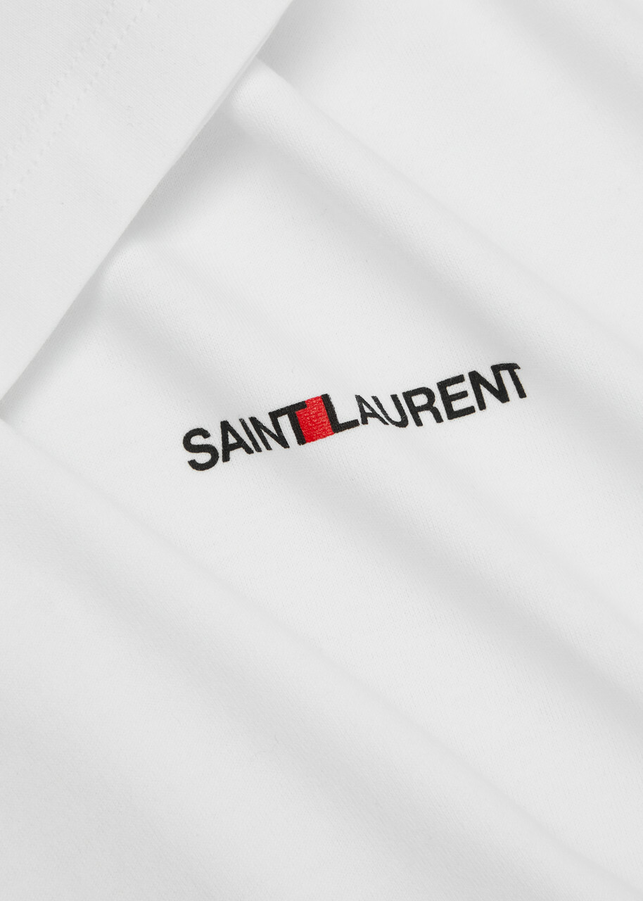 Tシャツ・カットソー Saint Laurent White Cotton T-Shirt With Logo Saint Laurent Logo-print Cotton T-shirt White Saint Laurent