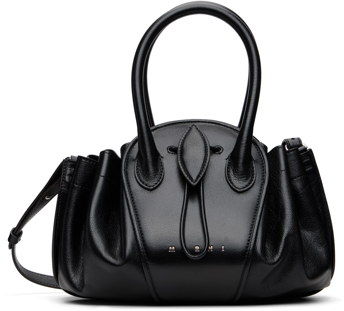 Marni Black Leather Tulipea Small Bag