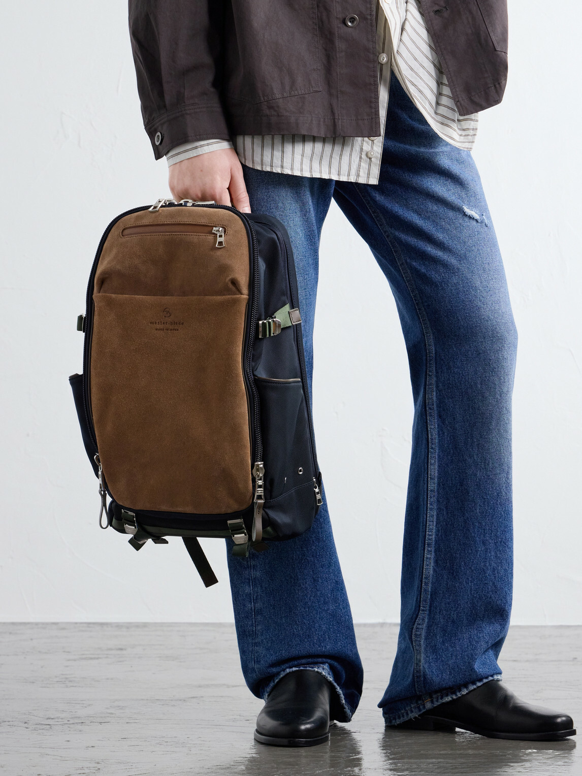 Master-Piece - Grave Suede-Trimmed Canvas Backpack