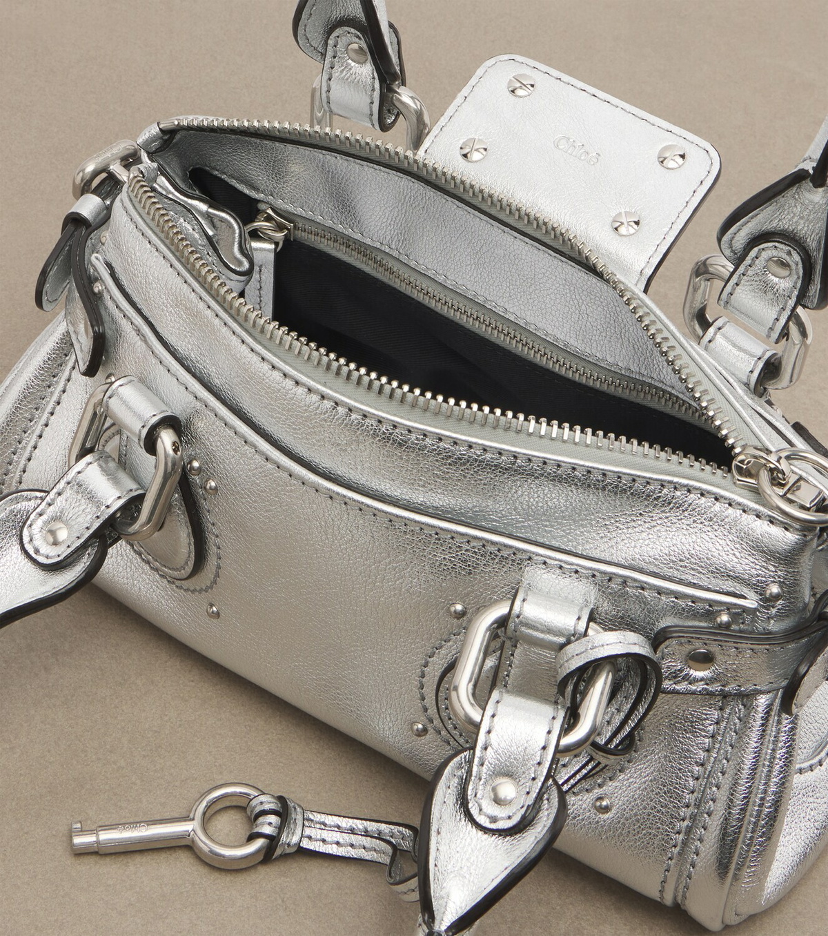 Chloé Paddington Small metallic leather shoulder bag