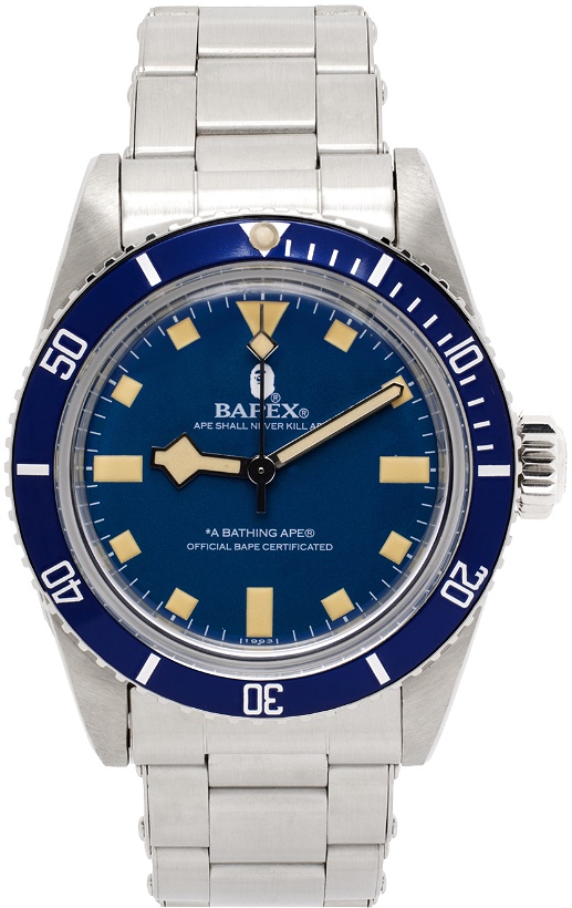 Photo: BAPE Silver & Blue Type 1 Bapex Watch