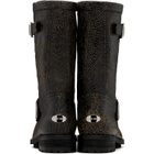 Jimmy Choo Black Biker Midcrackled Leather Boots