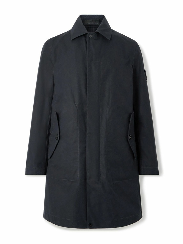 Photo: Stone Island - Ghost Logo-Appliquéd Organic Cotton-Canvas Trench Coat - Black