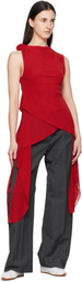 GANNI Red Marl Mesh Top