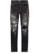 AMIRI - Skinny-Fit Distressed Paint-Splattered Jeans - Black