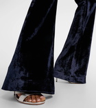 Galvan Sculpted high-rise velvet straight pants