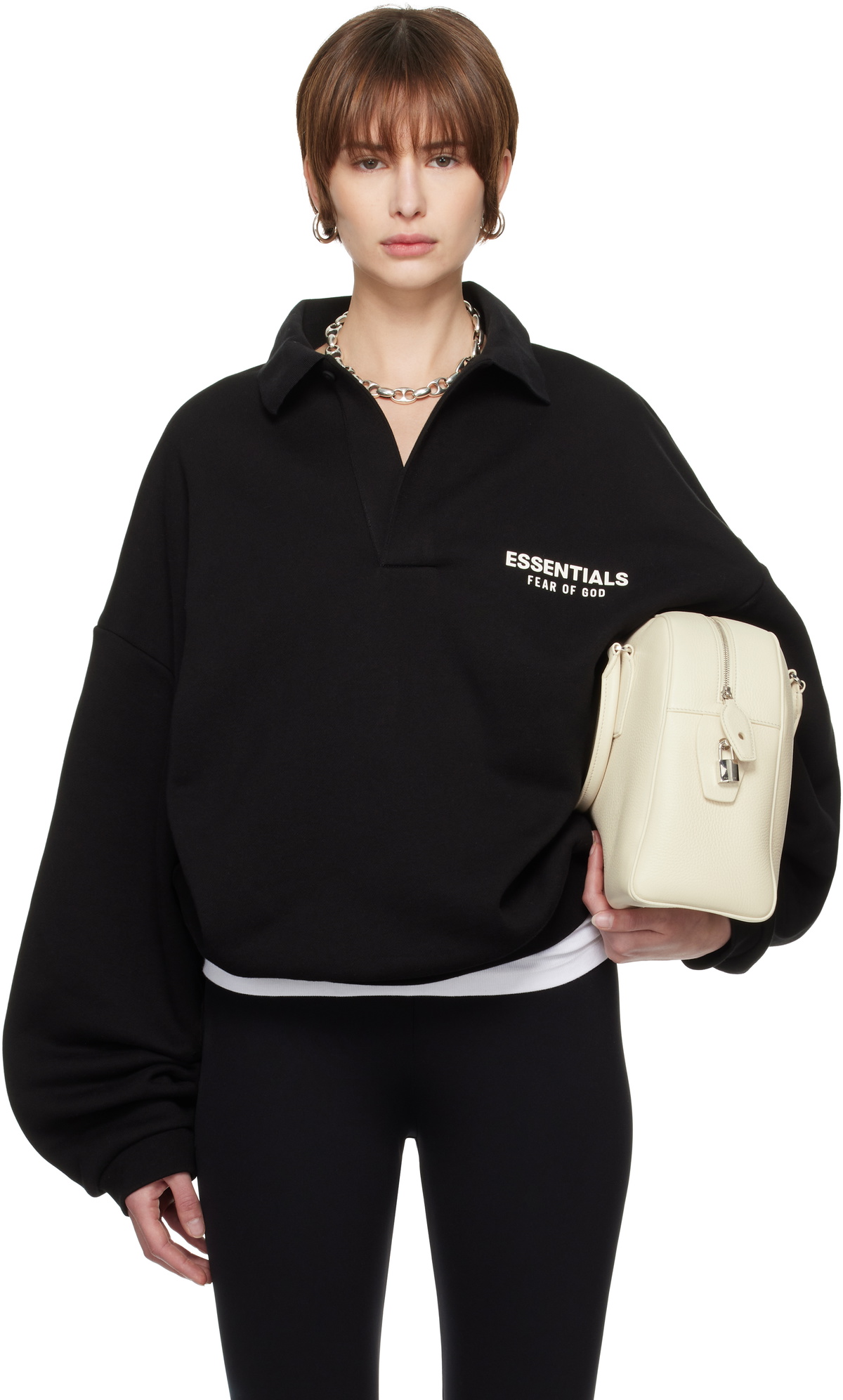 Fleece Polo - Black | ESSENTIALS | Fear of God