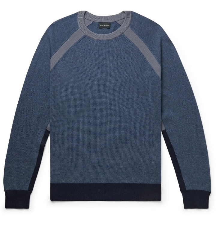 Photo: Club Monaco - Colour-Block Wool-Blend Sweater - Blue