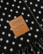 Ganni Double Face Wool Knit Scarf Black Women