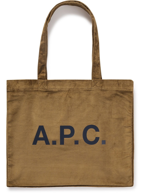 Photo: A.P.C. - Logo-Print Cotton-Corduroy Tote Bag
