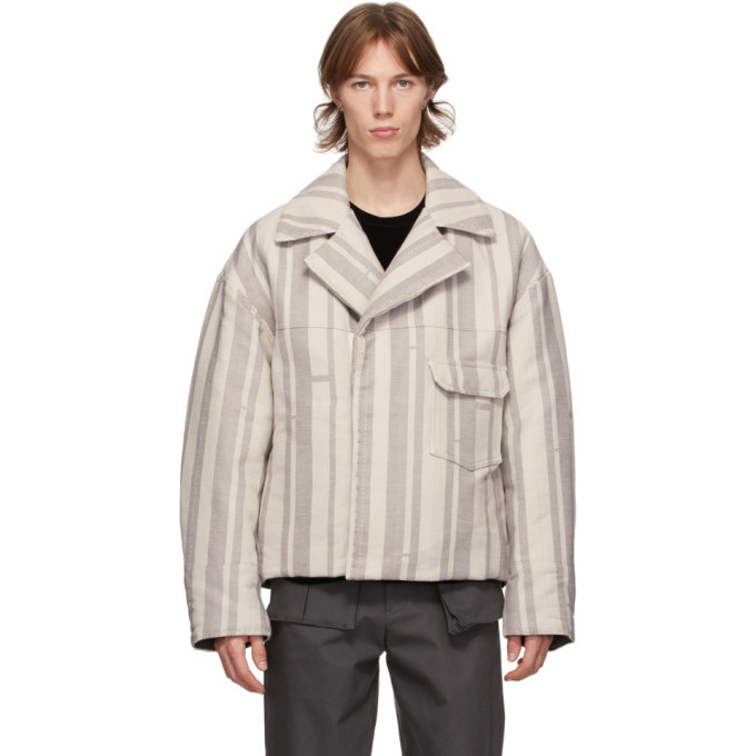 Kurowear Jacket Kuro Grey Denim Stripe Boundary Jacket Kuro