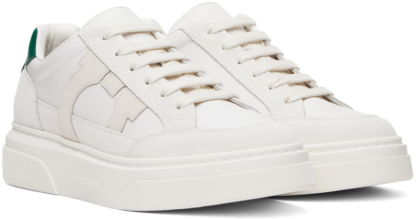【送料&関税込】Ferragamo White Sneakers With Gancini Print Ferragamo White Low Cut Gancini Outline Sneakers Salvatore