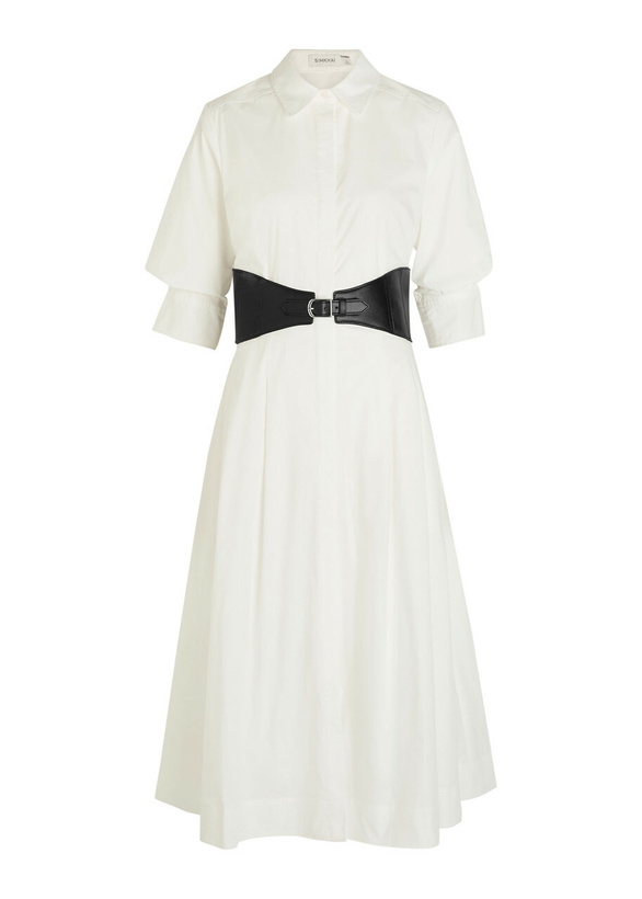 Photo: Simkhai Olson Belted Cotton-blend Poplin Midi Shirt Dress White