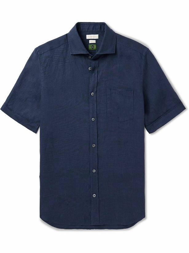 Photo: Incotex - Cutaway-Collar Linen Shirt - Blue