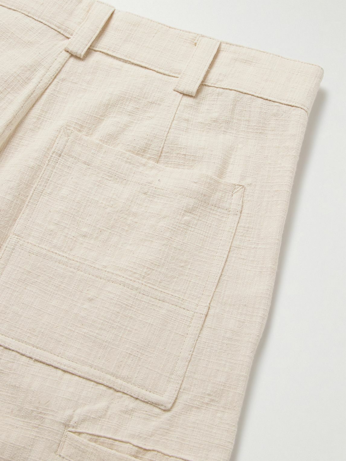 MILES LEON - Garden Straight-Leg Slub Cotton-Canvas Trousers - Neutrals