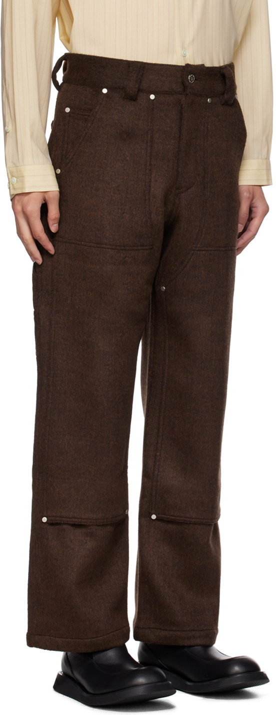AFTER PRAY Brown Paneled Trousers