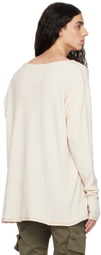 Greg Lauren Off-White Flat Back Thermal Sweatshirt