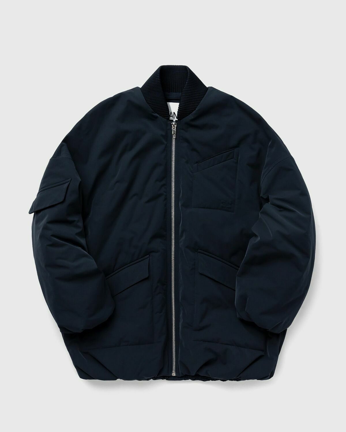 Ganni Light Twill Oversized Bomber Jacket Blue Bomber