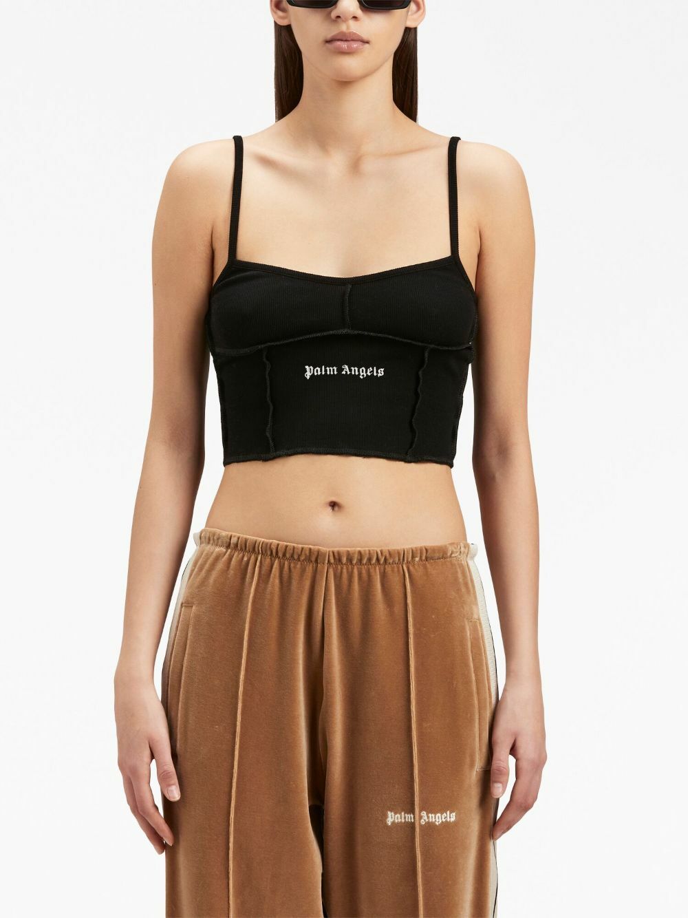 Palm Angels: Black Crewneck Sport Bra