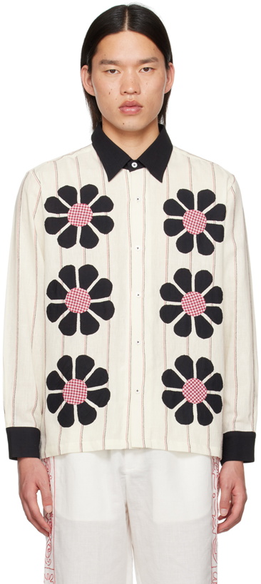 Photo: HARAGO SSENSE Exclusive Off-White & Black Appliqué Shirt