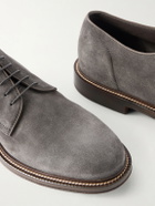Brunello Cucinelli - Suede Derby Shoes - Gray