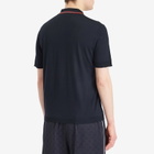 Gucci Men's Fine Gauge Wool Short Sleeve Polo Shirt in Ink/Green/Red