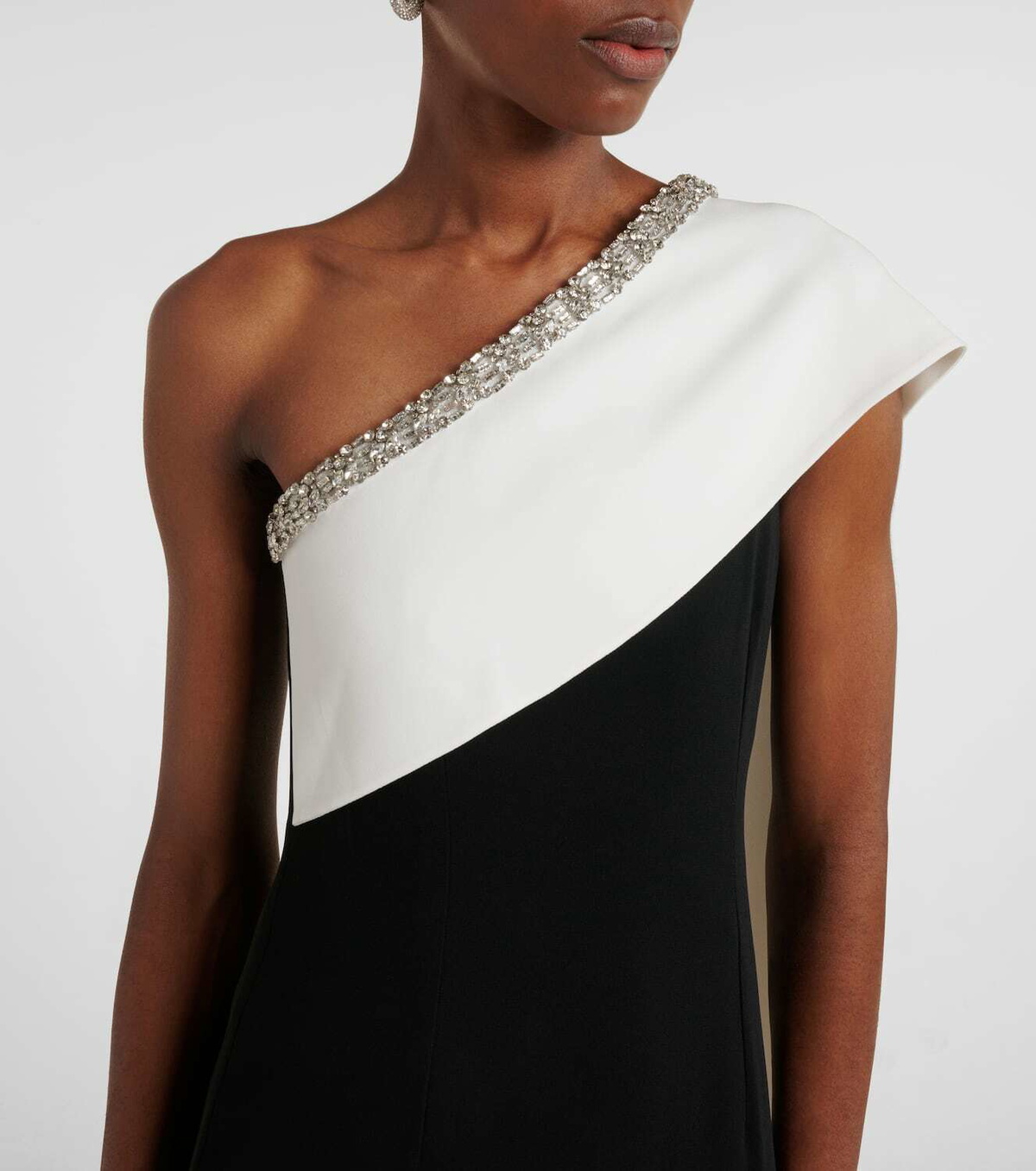 Roland Mouret Caped embellished satin crêpe gown