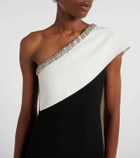 Roland Mouret Caped embellished satin crêpe gown