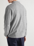 Brunello Cucinelli - Logo-Embroidered Fleece Half-Zip Sweashirt - Gray