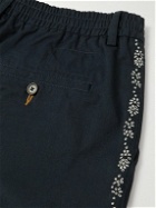 Universal Works - Straight-Leg Embroidered Cotton-Twill Shorts - Blue
