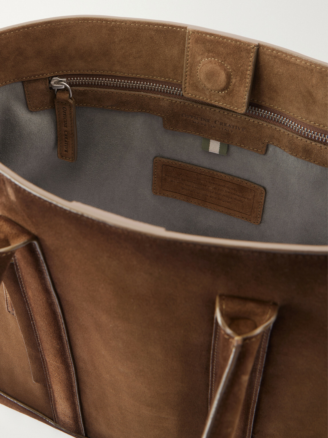 Officine Creative - Quentin/026 Cashmere-Lined Suede Tote Bag - Brown
