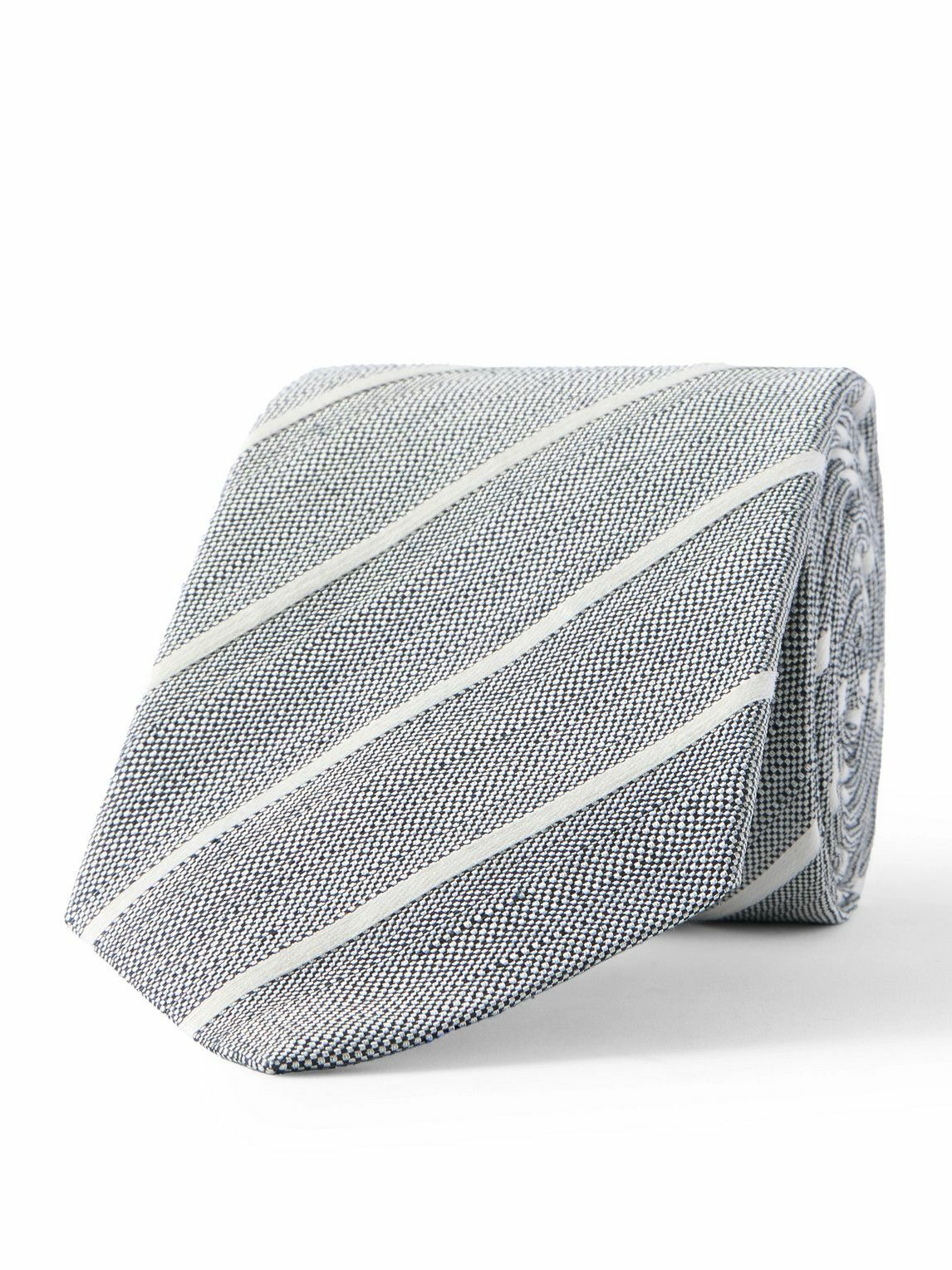 Richard James - Striped Silk and Linen-Blend Gabardine Neck Tie