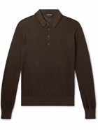 TOM FORD - Slim-Fit Silk and Cotton-Blend Piqué Polo Shirt - Brown
