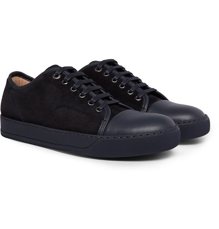 Photo: Lanvin - Cap-Toe Suede and Leather Sneakers - Men - Midnight blue