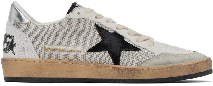 Photo: Golden Goose White & Silver Ball Star Sneakers