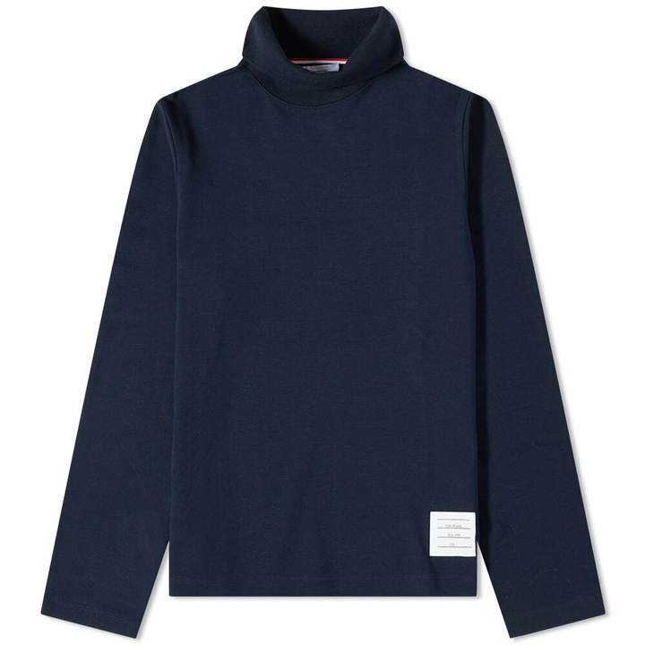 Photo: Thom Browne Men's Long Sleeve Turtleneck T-Shirt in Navy