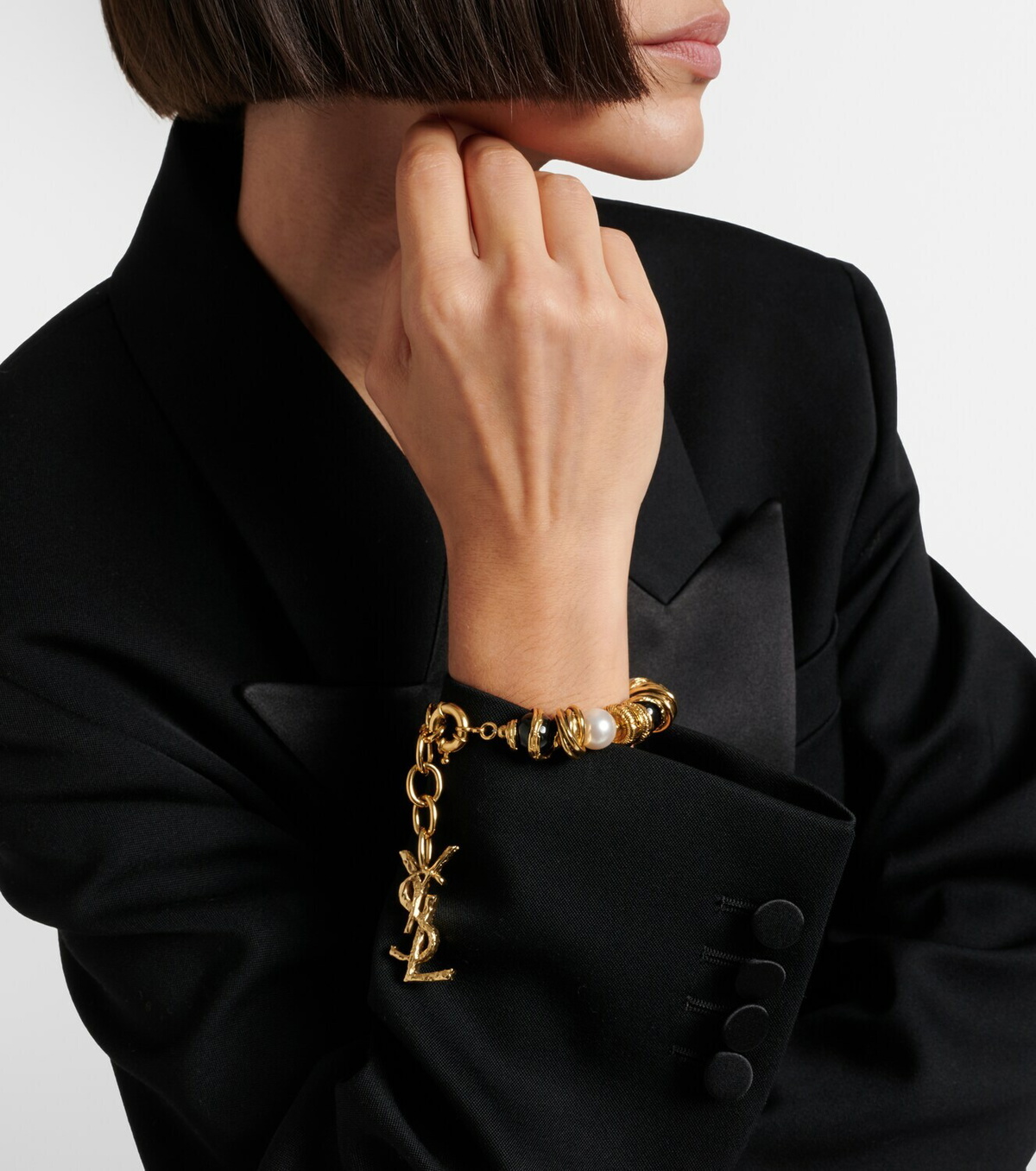 Saint Laurent Loulou embellished bracelet
