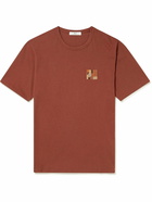 Mr P. - Embroidered Cotton-Jersey T-Shirt - Burgundy