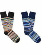 Paul Smith - Two-Pack Striped Cotton-Blend Socks