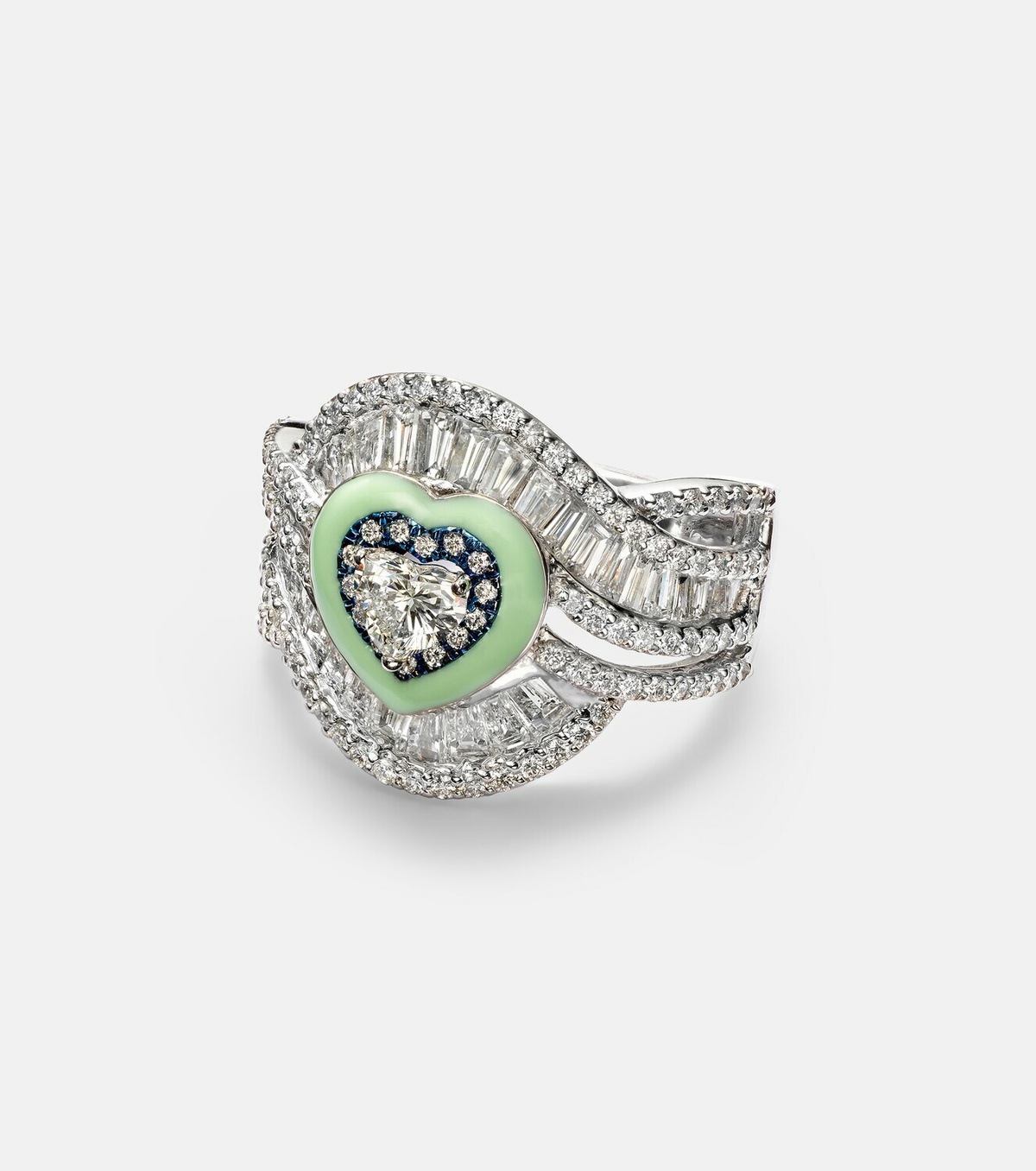 Kamyen 18kt white gold ring with diamonds