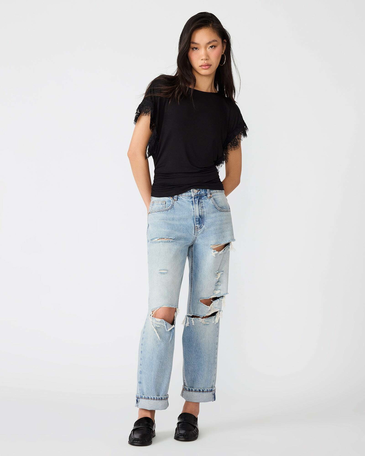 Steve Madden Paloma Knit Top in Black